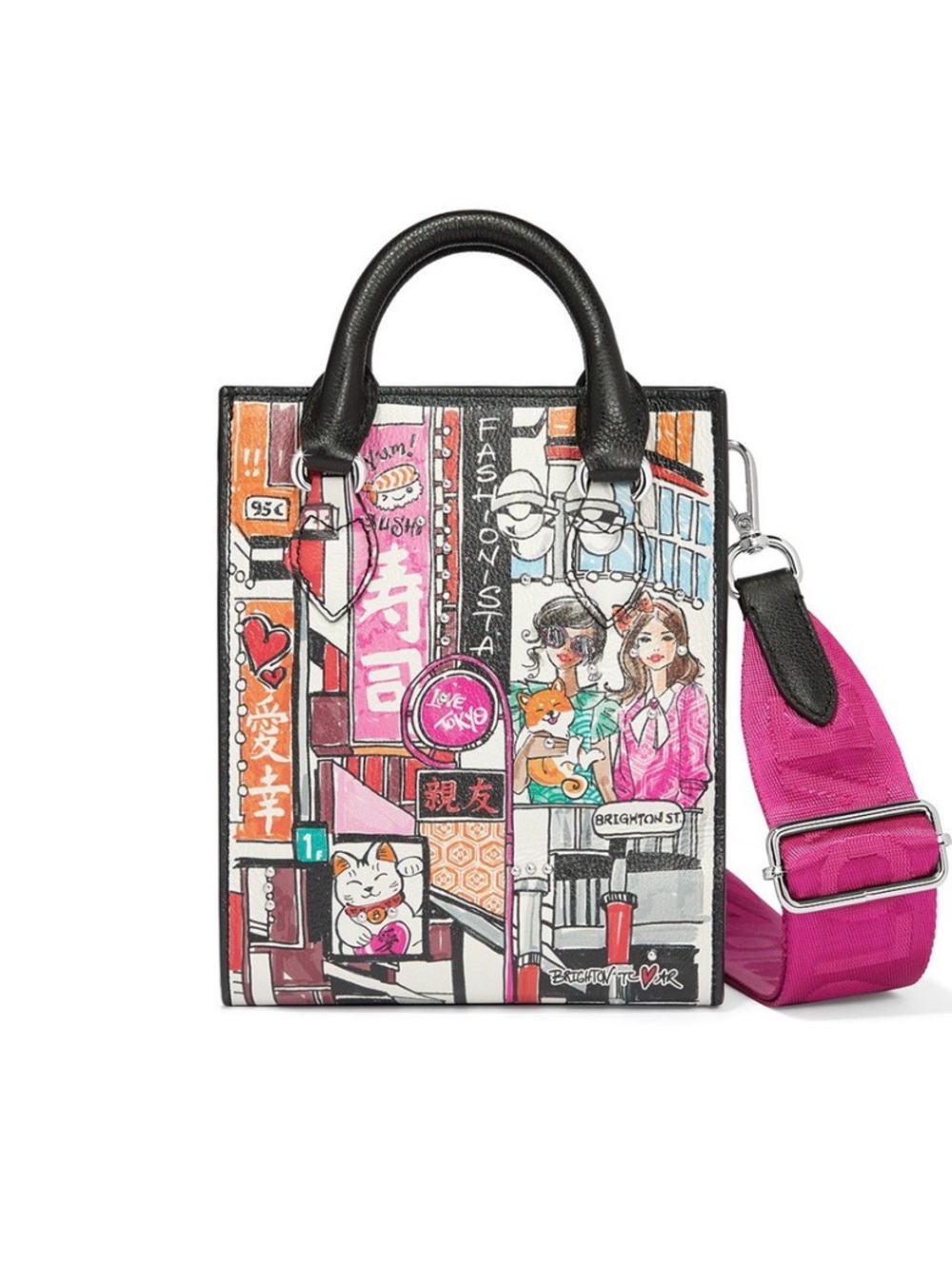 Brighton Illustrated Mini Tote in Pink and Black